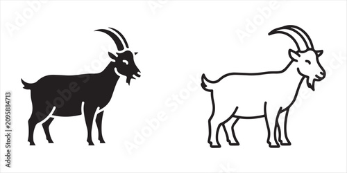 Quadro em tela Minimalist Goat Icons Line Art and Solid Glyph Contrast.