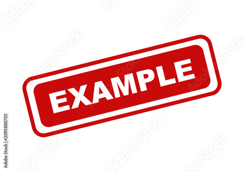 Red example rubber stamp icon with white text isolated on a plain background for business and document marking use isolated on transparent background