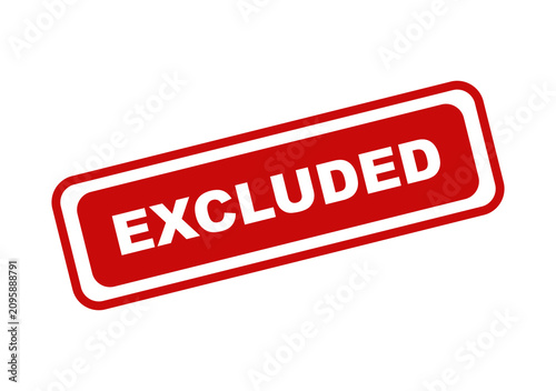 Red rectangular stamp with the word excluded written in white text isolated on a clean simple transparent background isolated on transparent background