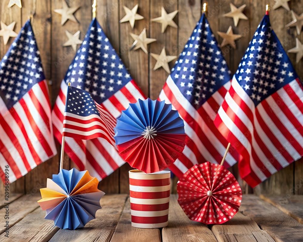 Obraz premium Labor Day celebration with USA flag and paper decoration