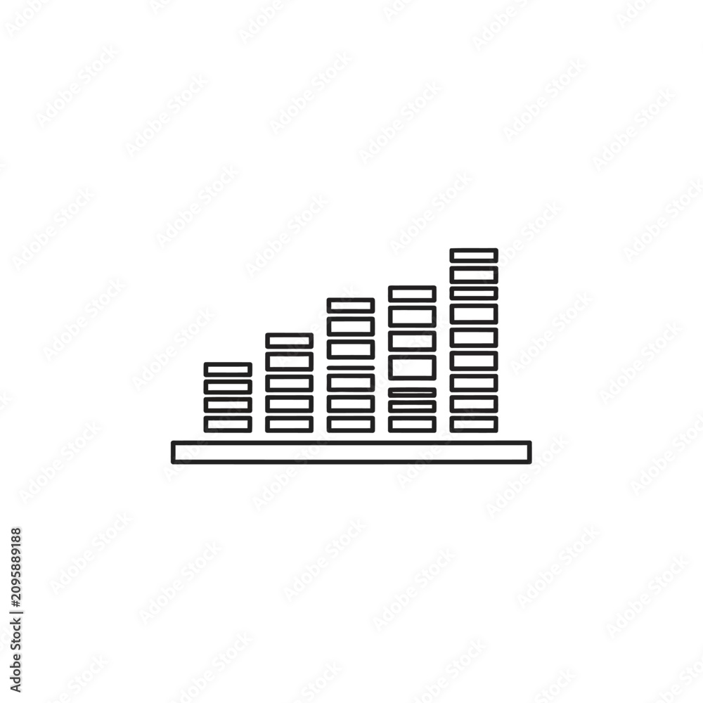 Fototapeta premium Growing bar chart graph icon for business data analysis.