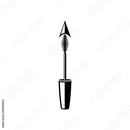 Mascara wand brush with arrowhead tip illustration.