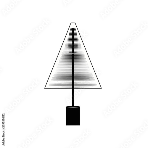 Mascara wand forming a triangular tree silhouette.