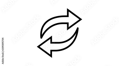 Foto Circular arrow icon black outline on a white background