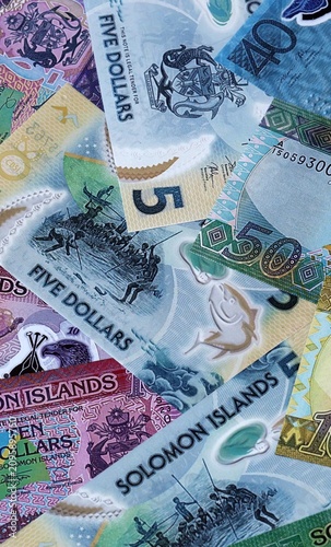Bilde på lerret Solomon Islands dollar money bills in pile