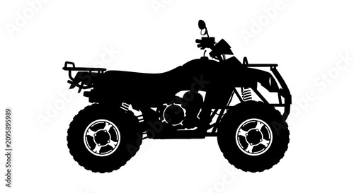 Bild auf Leinwand All terrain vehicle silhouette against a white background black and white silhou