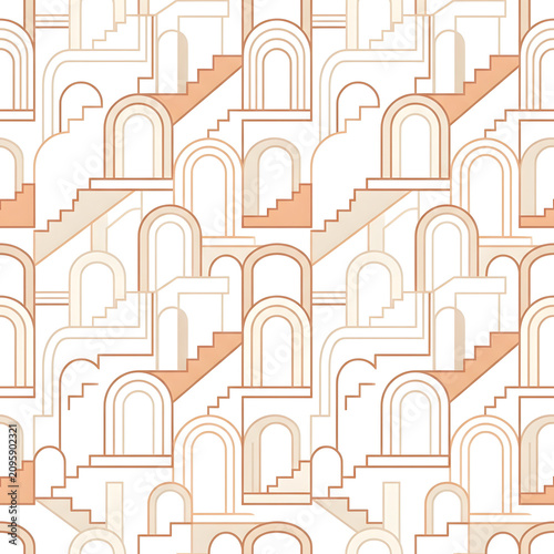 Intricate architectural design with geometric patterns and arches.