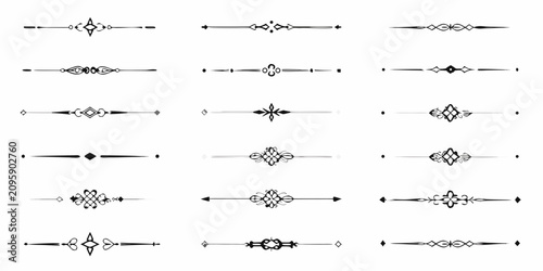 Bild auf Leinwand Ornamental text separator set black vector illustrations on white background