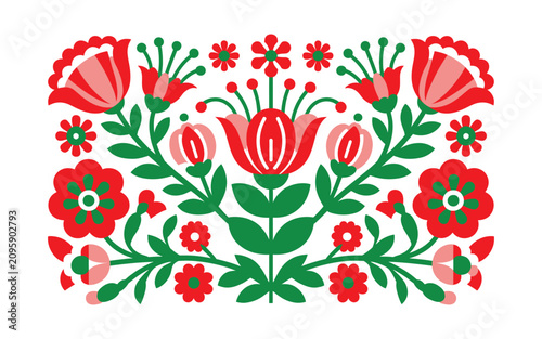 Photography Traditional polish folk art floral design pattern with traditional ornament deco