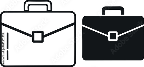 Принти на полотні Minimalist black and white briefcase icons symbolizing professional success and organized work under bright flat lighting