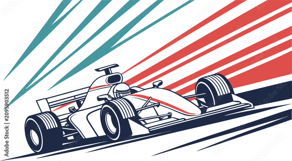 Obraz premium Formula 1 race car vector illustration in motion with speed lines