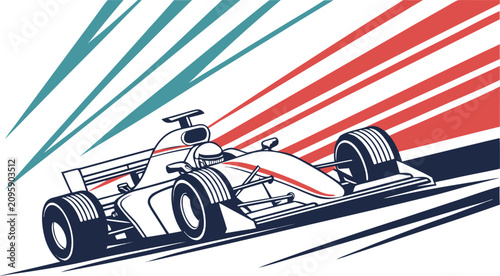 Fotografía Formula 1 race car vector illustration in motion with speed lines