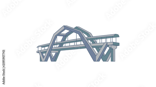Schilderij op canvas Modern Pedestrian Bridge Flat Vector Icon Isolated on White Background