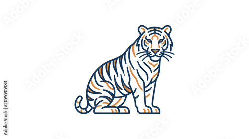 Quadro su tela A colorful illustration of a tiger sitting calmly in a 2026-07-07 (473)