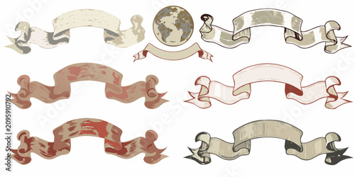 Foto Ornamental scroll banner collection vector illustration with textured edges