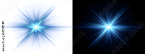 Konstfotografi Lens flare blue starburst graphic with a PNG, Transparent and Black Background V