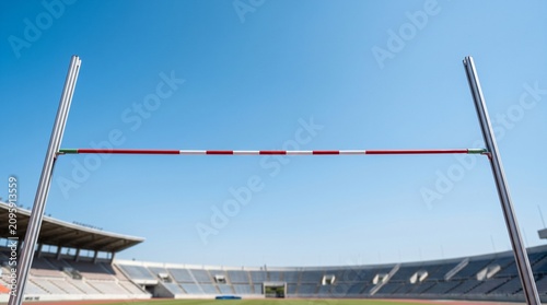 Raising the Bar: High Jump Crossbar Set High Between Two Uprights