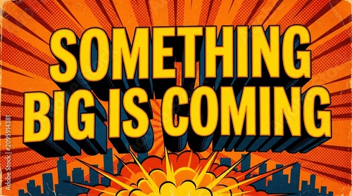 A vibrant, comic-style image with an orange sunburst background. Bold yellow 3D text reads 