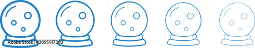Photos Crystal ball icons blue line art on a white background five variations shown for