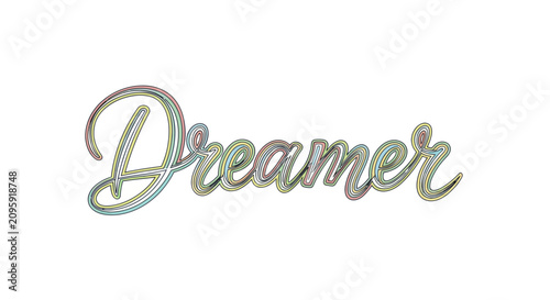 Quadro su tela Dreamer Hand Lettering Vector Illustration
