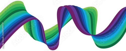Billede på lærred colorfull on white abstract perspective line wave stripes with 3d dimensional effect isolated on white
