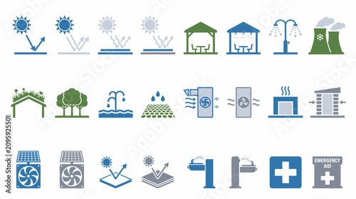 Urban Heat Adaptation Icons: Cooling and Climate Solutions