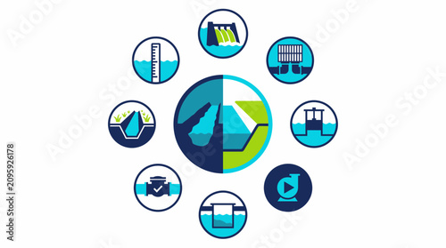 Urban Heat Adaptation Water Management System Icons