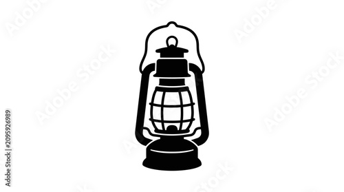 Foto Black Silhouette Of A Vintage Oil Lamp On A White Background
