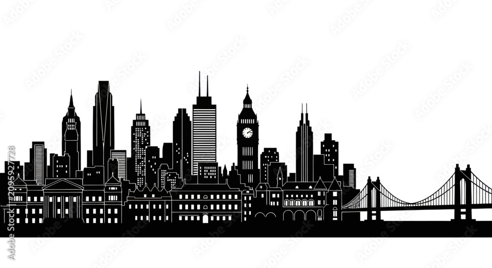 Obraz premium London City Skyline Silhouette Vector Illustration