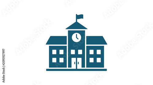 School building icon teal silhouette on a white background