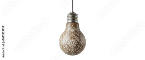 Ornate Light Bulb Hanging Transparent Background