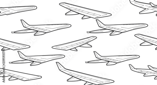 Fotografie Airplane Wing Seamless Pattern