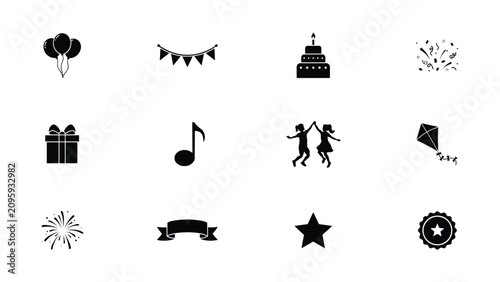 Принти на полотні Premium flat vector icons set celebrating festive occasions with evoking festivi