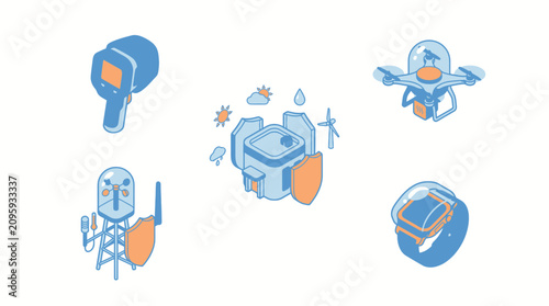 Urban Heat Adaptation Systems and Technology Icons