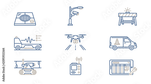 Urban Heat Adaptation Technology Icons Collection