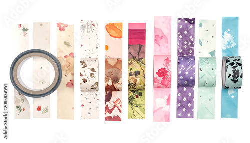 Pastel Floral Stripes Artwork With Vertical Pattern Panels And Ring Accent