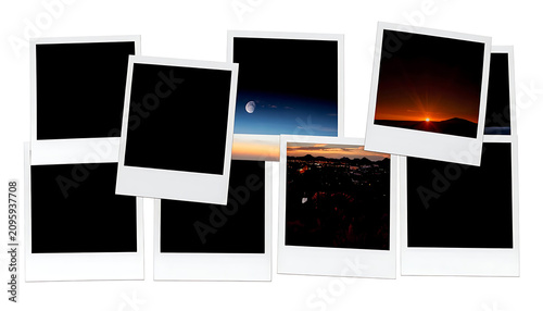 Photo Frame Collage Of Night Sky With Stars And Sunset Across Wide Horizon
