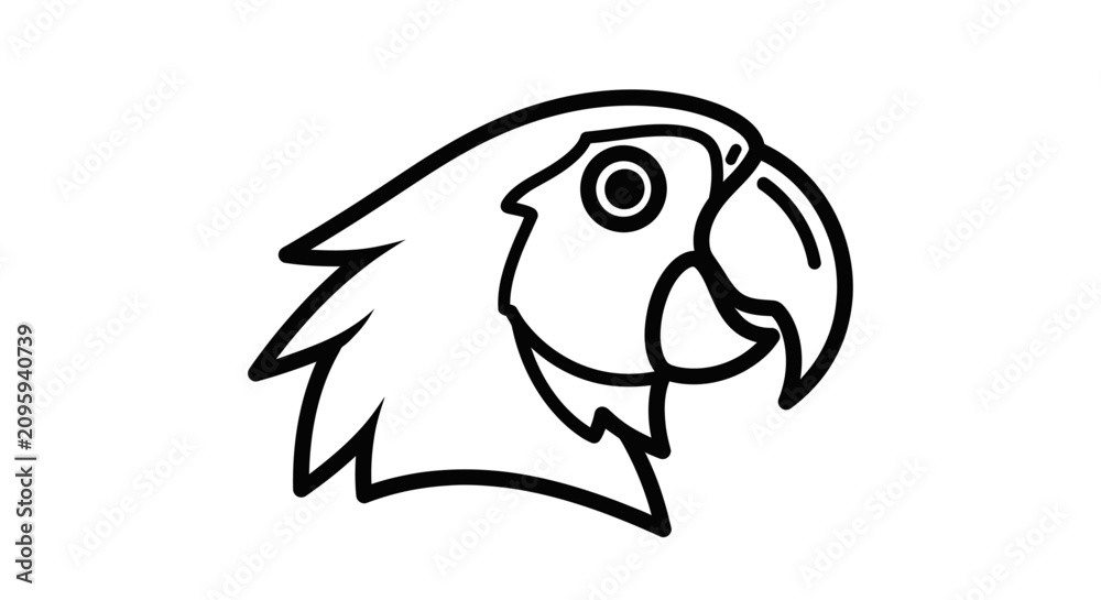 Obraz premium Parrot Head Outline Vector Illustration