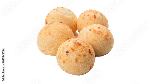 Canvastavla Group of fresh baked Brazilian cheese bread pão de queijo snacks isolated on tra