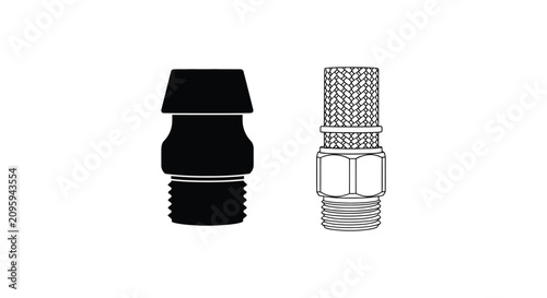 Two Filter Elements Black Silhouette And Line Art On White Background