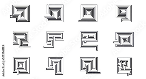 Foto Square Maze and Labyrinth Icon Set