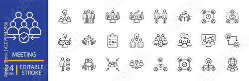 Meeting Icon Set Editable Stroke