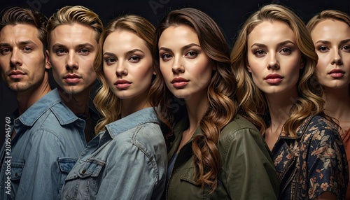 Group of Diverse Young Adults Posing Confidently Together.