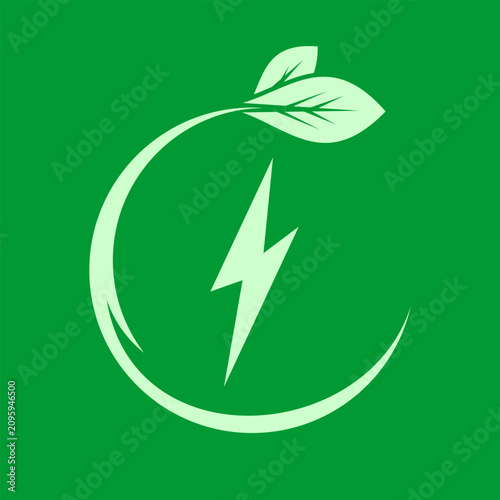 Green Electric Leaf Power Logo Design