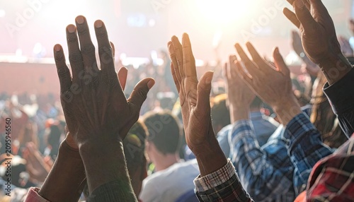 Hands Raised in Celebration and Worship at an Event.