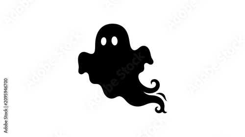 Fotografie Helloween Spooky Halloween ghost silhouette vector, flying phantom spirit icon,