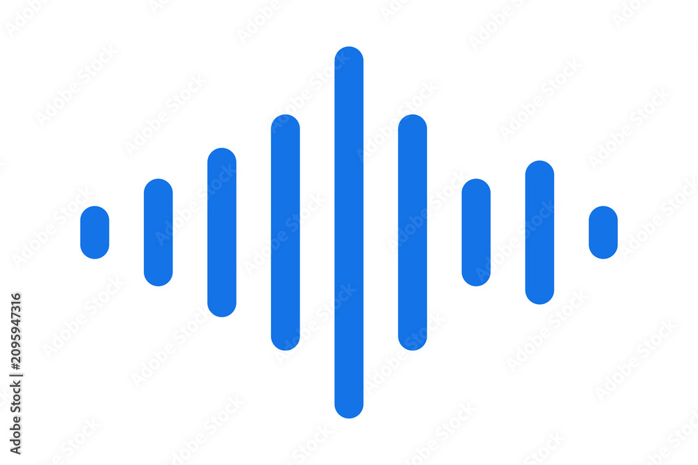 Fototapeta premium Blue Acoustic Vocal Frequency Audio Bar Icon for Sound Media Broadcast editing isolated on transparent background waveform track level