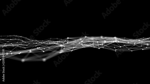 digital grid wave from nodes and lines isolated on transparent background with alpha channel, overlay design template