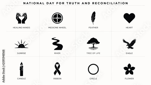 фотографія National day for truth and reconciliation symbolic icons collection in minimalis