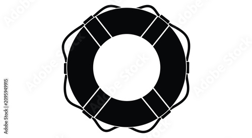 фотографія Black Silhouette Of A Life Preserver Ring On A White Background